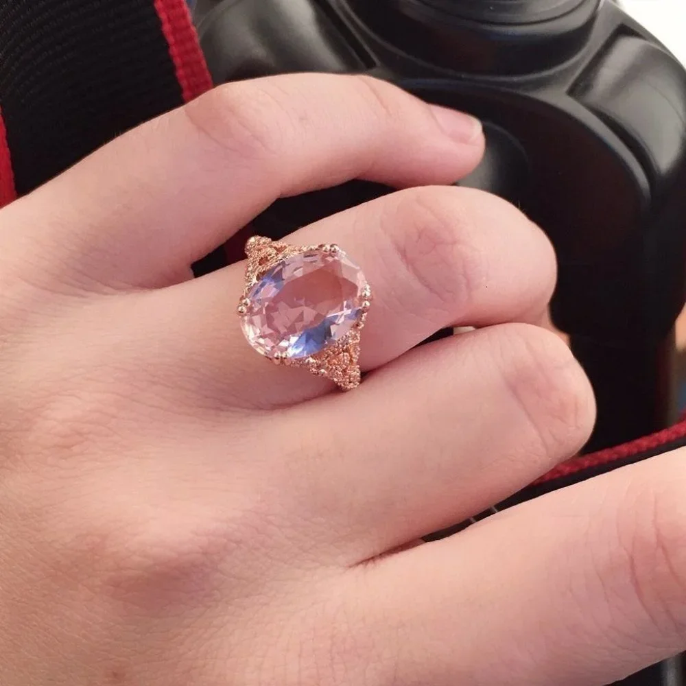 New Bridgeton Regency Period Rose Gold 925 Silver Pink & White Sapphires Ring